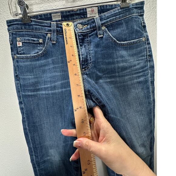 AG Medium Wash Whiskered Raw Hem Stilt Crop Cigarette Crop Jean 29 - Picture 14 of 15